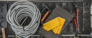 An Electricians Truck Bed With Tools