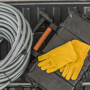 An Electricians Truck Bed With Tools