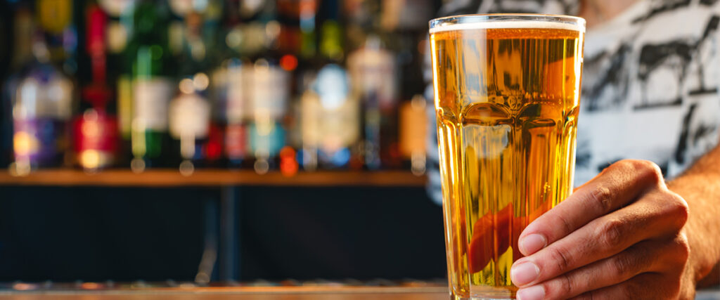 Close Up Of Beer Pint At A Bar