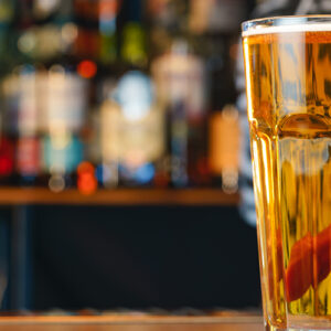 Close Up Of Beer Pint At A Bar