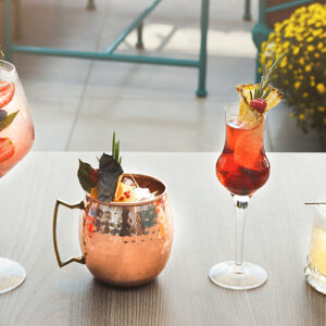Fancy Tropical Drinks On A Table