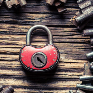 Old Keys And An Old Lock In The Center