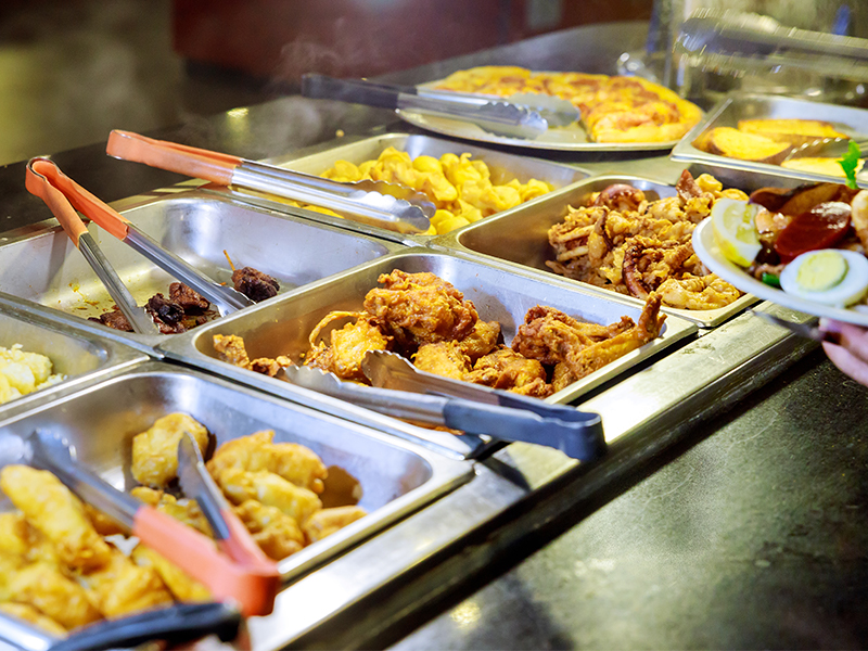 Heated Food In A Hot Display Case