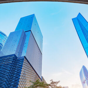 Looking Up At Tall Buildings Skyline
