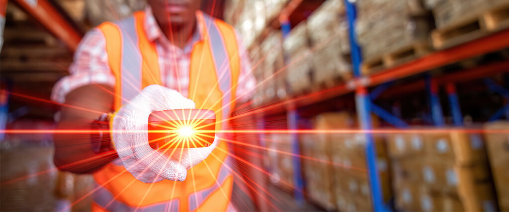 Mobile Barcode Scanner In A Warehouse