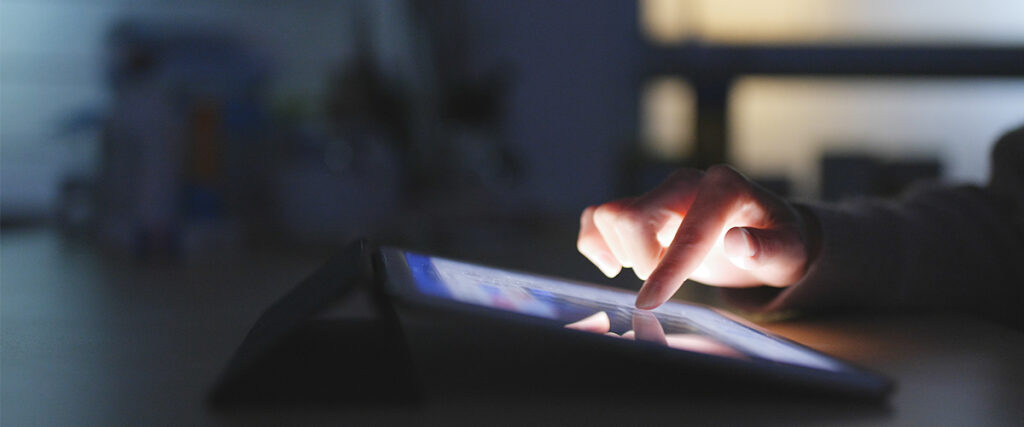 Tablet Being Used At Night