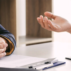 Two People At A Job Interview Close Up